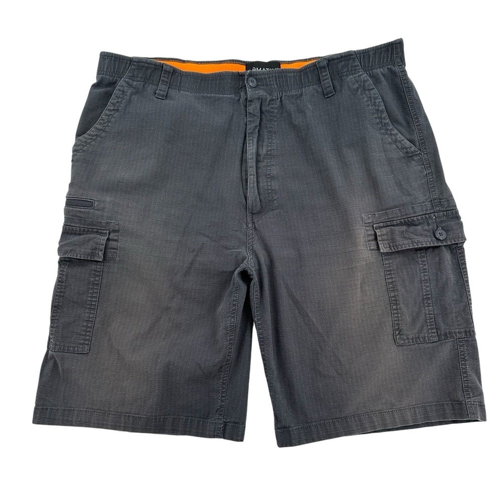 Matix Mens Ripstop Cargo Shorts Charcoal Grey Size 42 Elastic Waist Tech Pocket